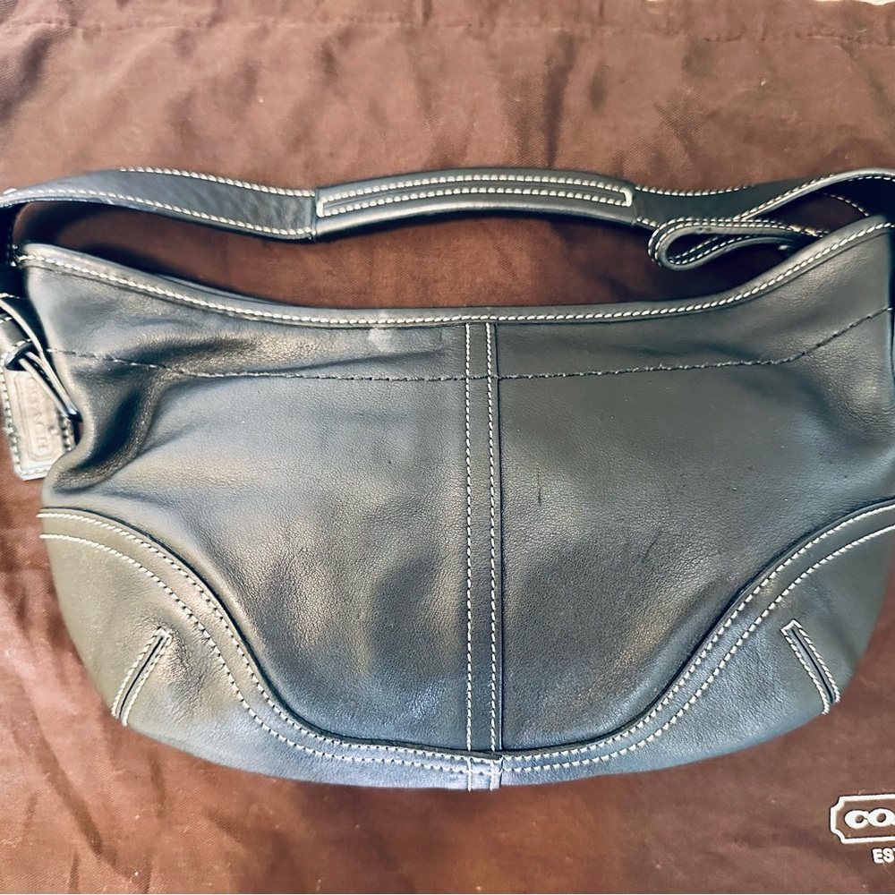 Coach Black Leather Hobo Bag